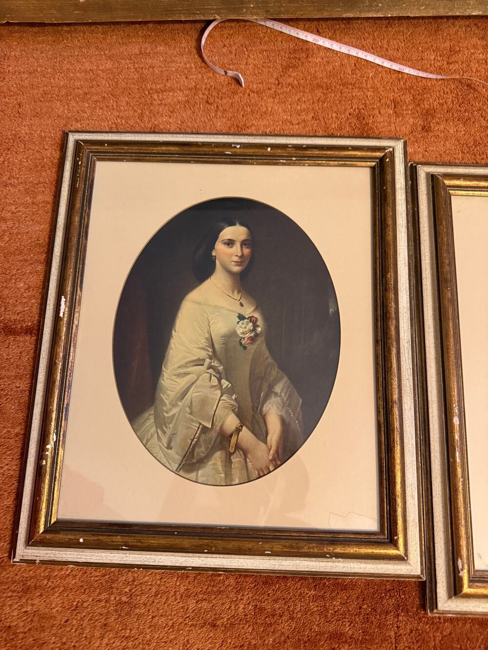Vintage Mid-Century Portrait Lithograph Prints - Framed Set of 2